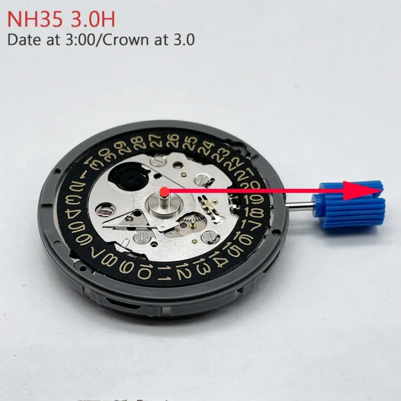Premium NH35 Automatic Movement Watch Mechanism with Black-Gold Date Wheel for Custom Watch Builds - Image 5