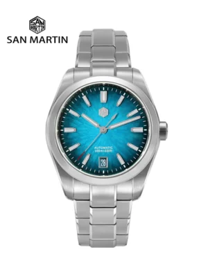 JianZhan Gada Automatic Dress Watch with Gradient Enamel Dial and Stainless Steel Bracelet