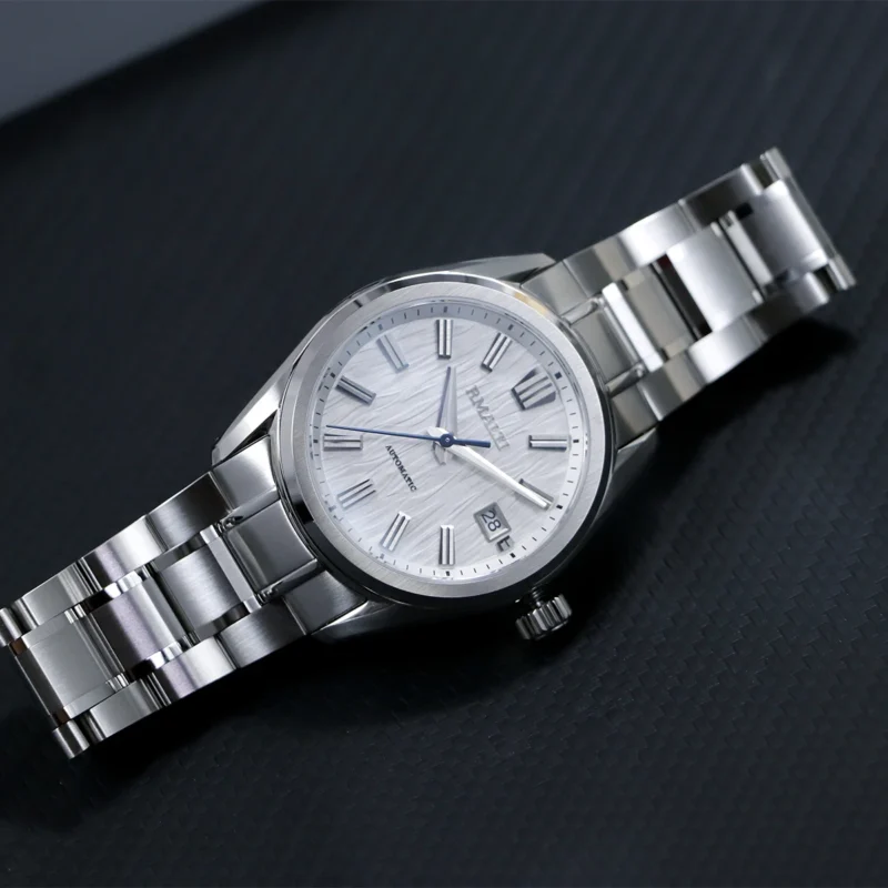White Birch Automatic Watch with Sapphire Crystal and Stainless Steel Bracelet - Image 5