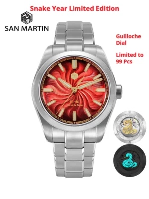 Luxury Guilloche Dial Automatic Watch with Japanese Movement and Exhibition Caseback 39mm