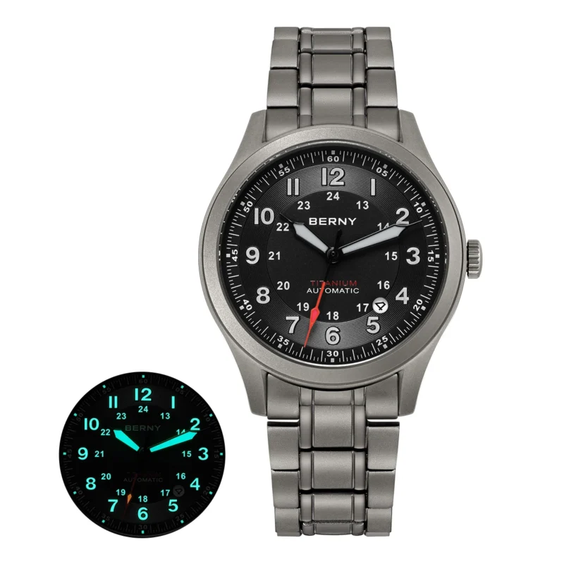 Professional Pilot Automatic Titanium Watch with Sapphire Crystal and Super Luminous Dial - Image 11