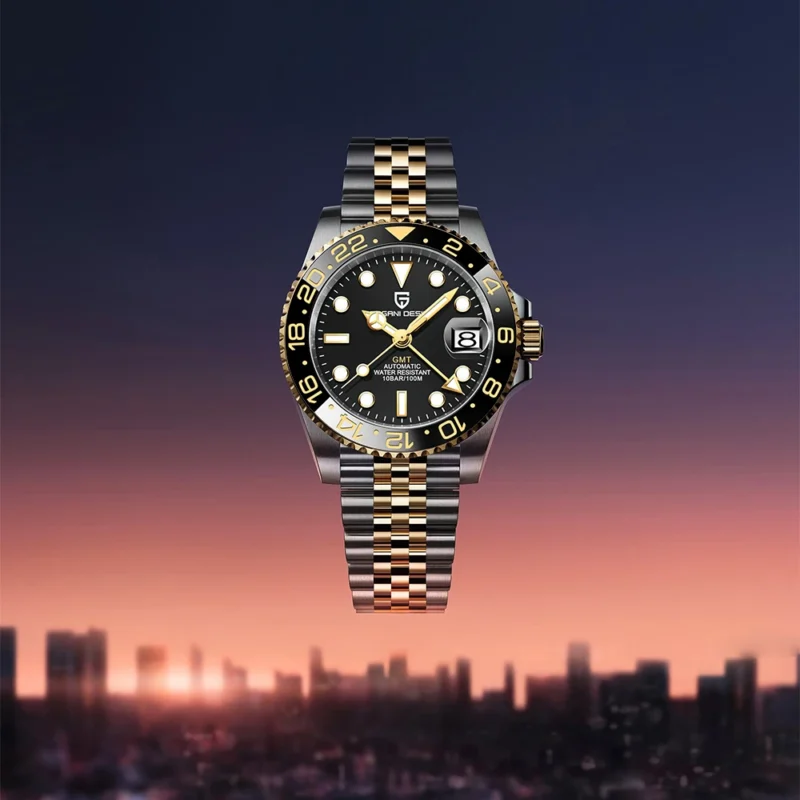 GMT Automatic Dive Watch with Sapphire Crystal and Stainless Steel Bracelet - Image 6