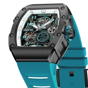 Urban Automatic Skeleton Watch with Graffiti Dial and Stainless Steel Case