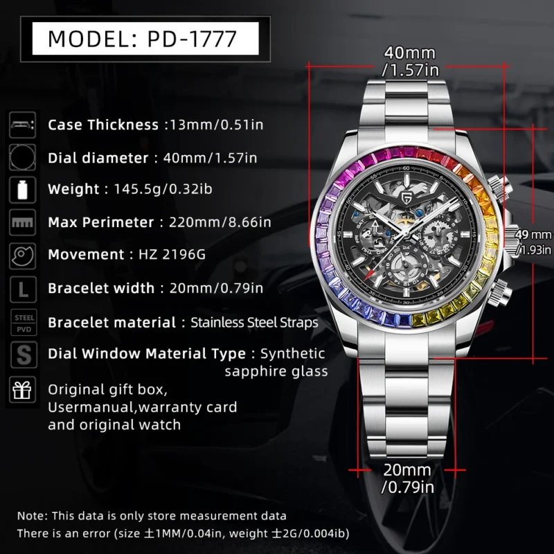 Luxury Skeleton Automatic Watch with Sapphire Crystal and Stainless Steel Bracelet - Image 6