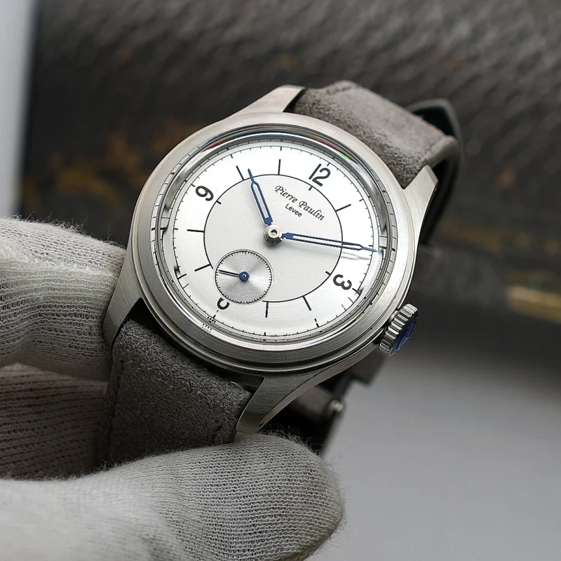 Vintage Salmon Dial Mechanical Hand-Wind Skin Diver Watch with Leather Strap and 50m Water Resistance - Image 2