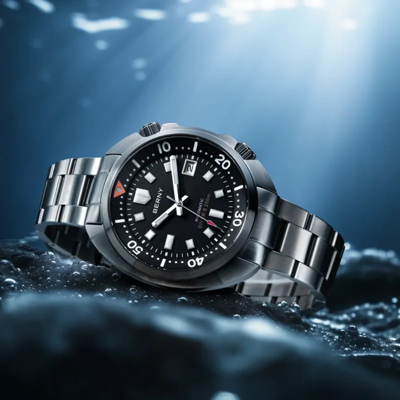 Professional Automatic Dive Watch with Sapphire Crystal and Stainless Steel Bracelet - Image 4