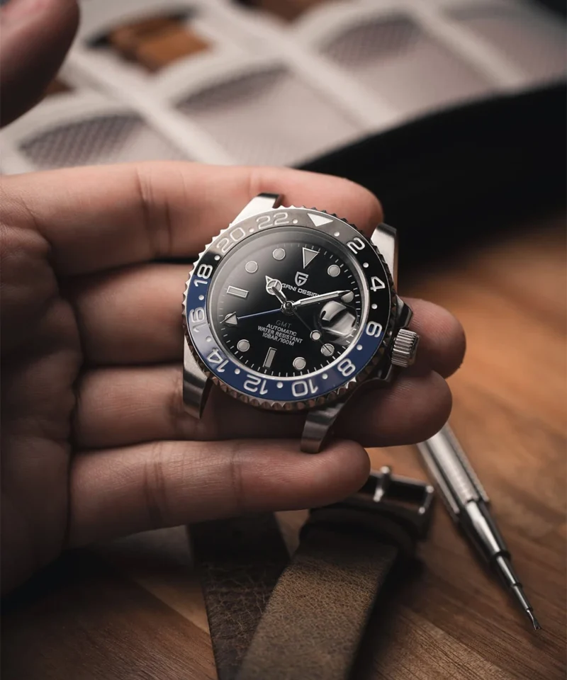 Professional GMT Automatic Watch with Ceramic Bezel and Sapphire Crystal on Stainless Steel Bracelet - Image 5