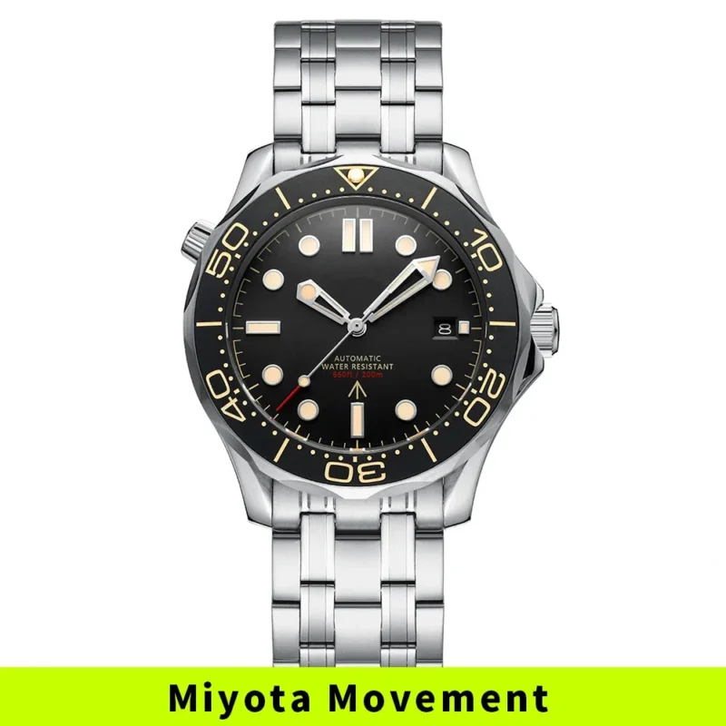 Professional Automatic Dive Watch with Sapphire Crystal and Mesh Bracelet 200M Water Resistant - Image 10
