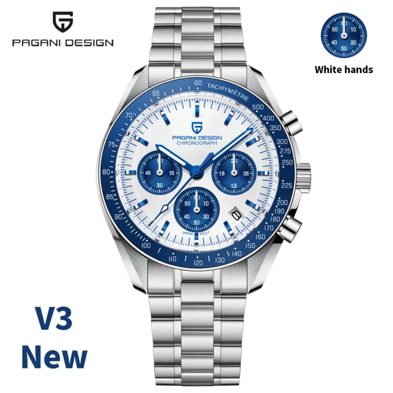 Luxury Chronograph Quartz Watch with Sapphire Crystal and Stainless Steel Bracelet - Image 13