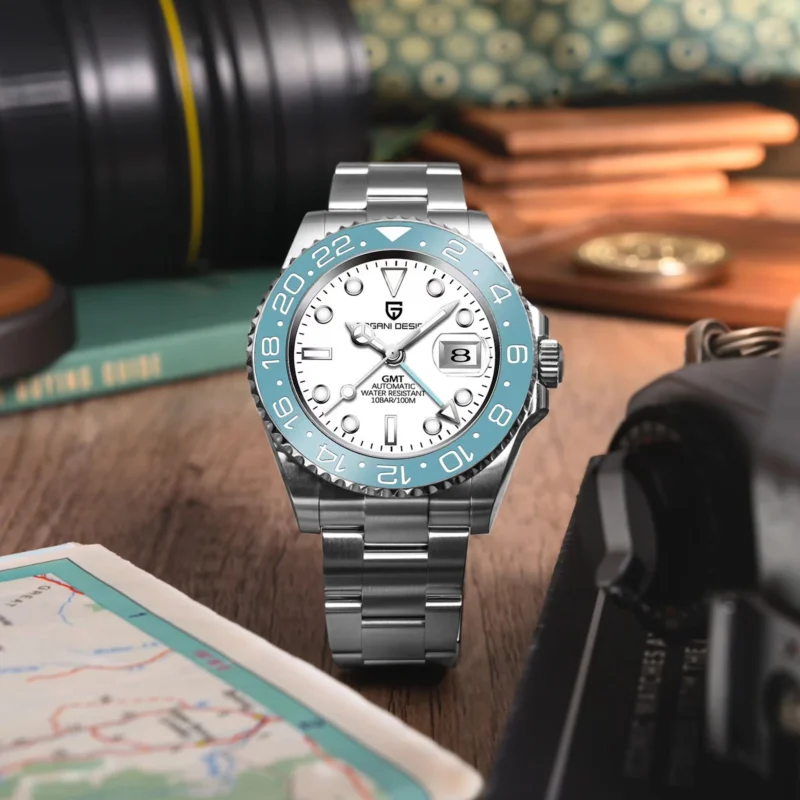 Professional GMT Automatic Watch with Sapphire Glass and Stainless Steel Bracelet - Image 2