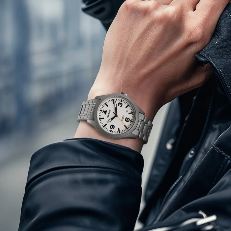 Professional Pilot Automatic Titanium Watch with Sapphire Crystal and Super Luminous Dial - Image 5