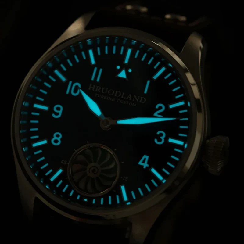 Vintage Pilot Manual Wind Watch with Sapphire Crystal and Leather Strap - Image 5