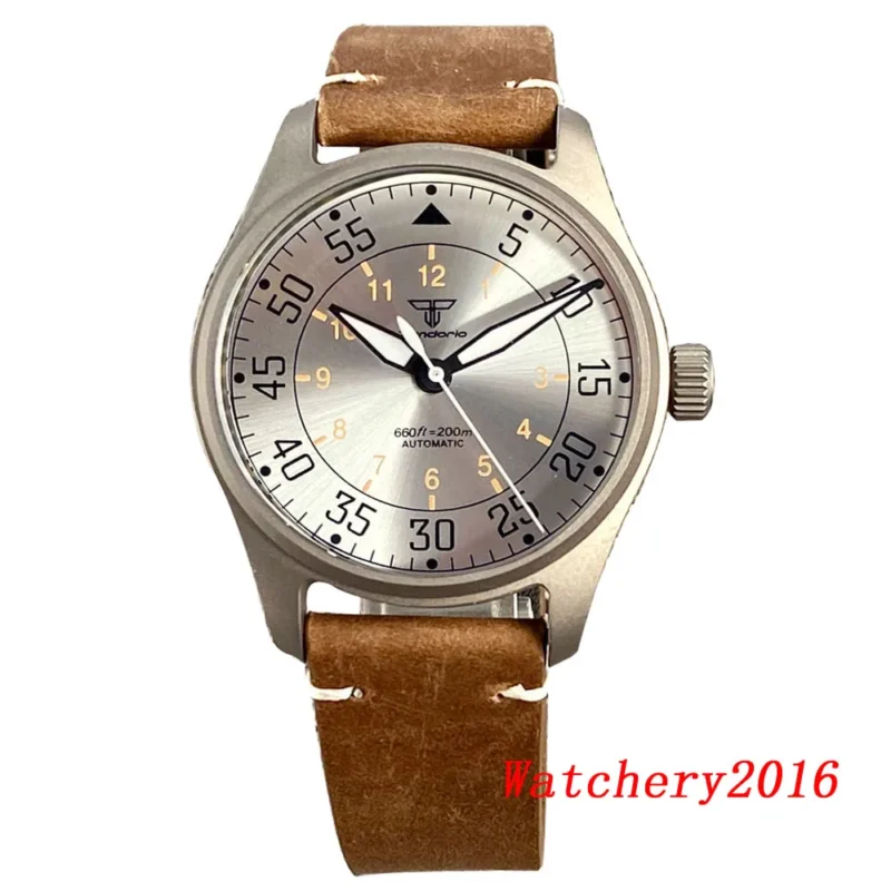 Professional Titanium Automatic Dive Watch with Sapphire Crystal and Leather Strap - Image 11