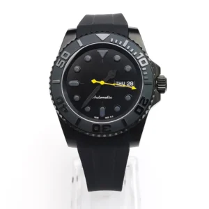 Elegant Black PVD Automatic Dress Watch with Sapphire Crystal and Steel Bracelet