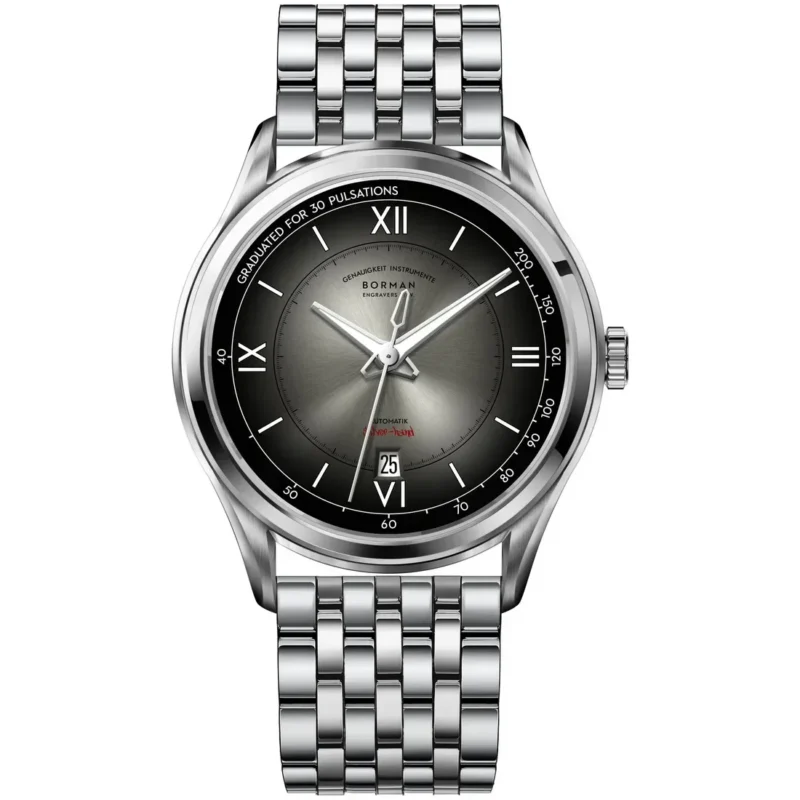 Classic Gradient Dial Automatic Watch with Sapphire Crystal and Leather Strap - Image 13
