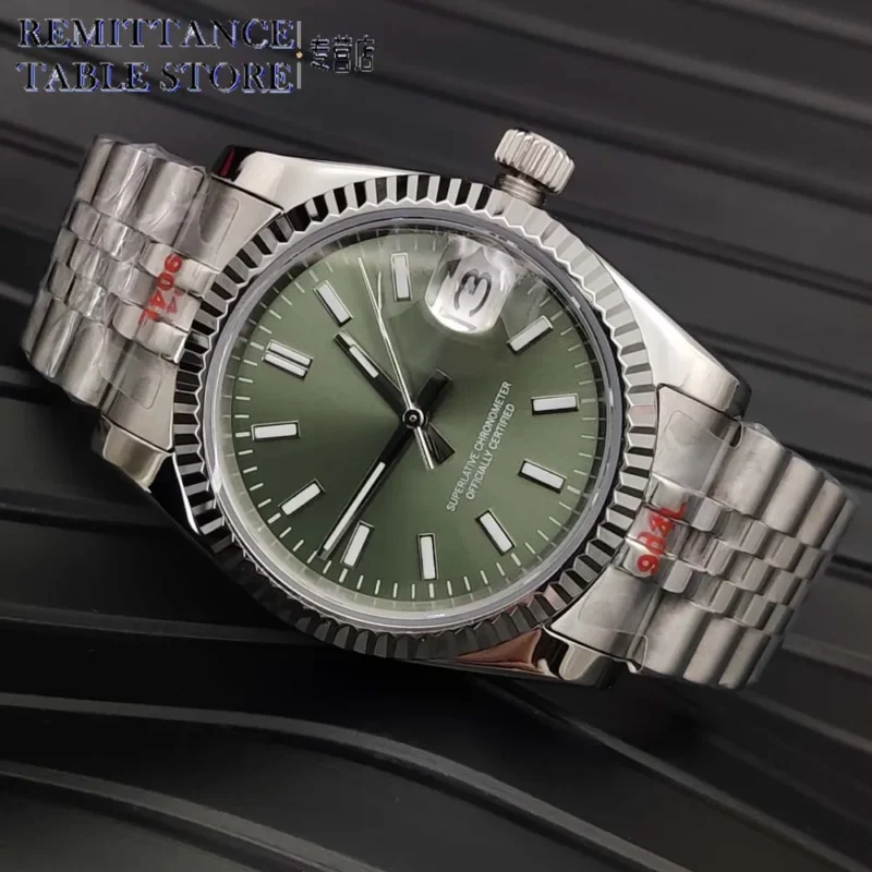 Classic Men's Automatic 36mm Watch with Luminous Dial and Stainless Steel Bracelet