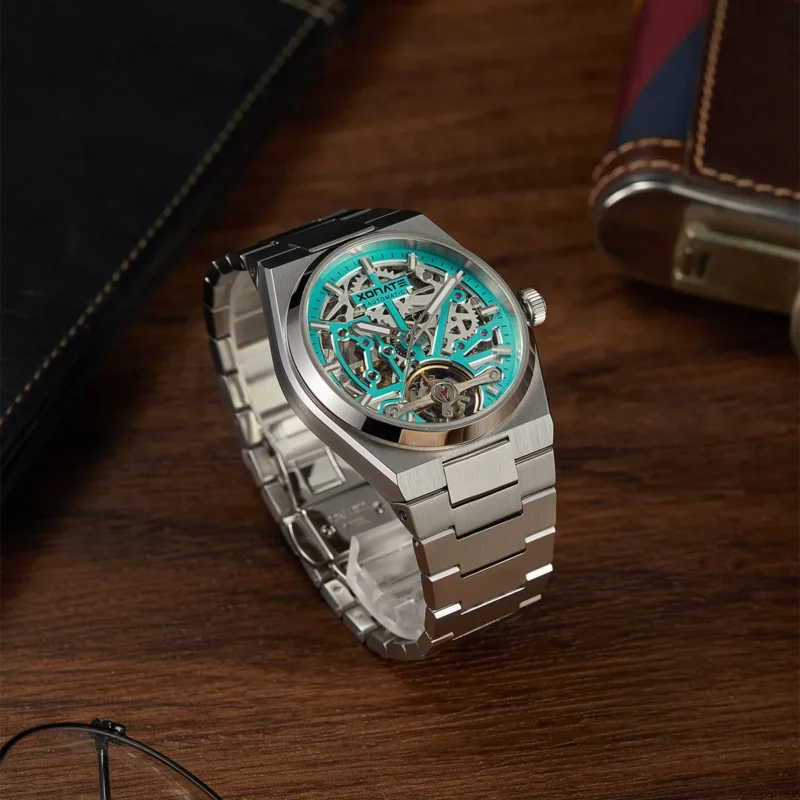 Luxury Skeleton Automatic Watch with Sapphire Crystal and Stainless Steel Bracelet - Image 3