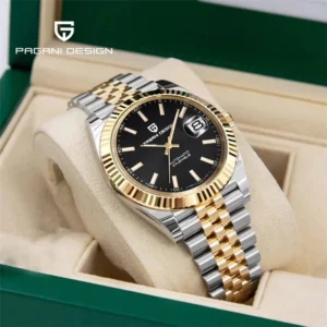Professional Automatic Dive Watch with Sapphire Crystal and Stainless Steel Bracelet