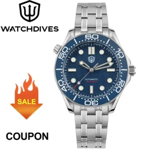 Professional 200M Automatic Dive Watch with Sapphire Crystal and Stainless Steel Bracelet