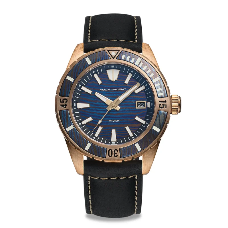 Professional Bronze Automatic Dive Watch with Sapphire Crystal and Leather Strap - Image 10