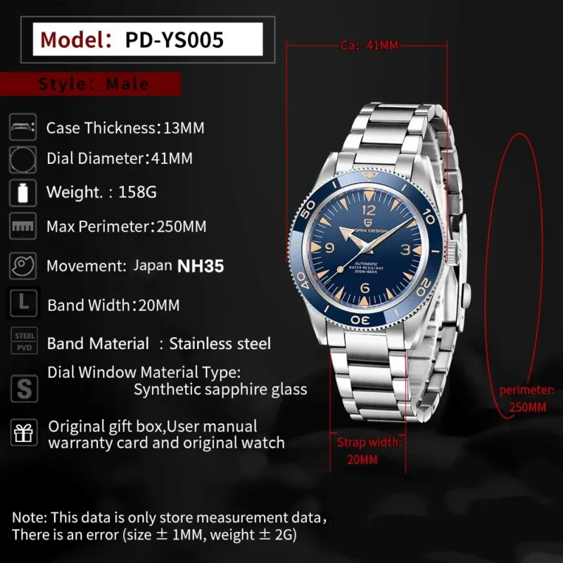 Professional Automatic Dive Watch with Sapphire Crystal and 200m Water Resistance - Image 6