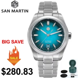 JianZhan Gada Automatic Dress Watch 39mm Sapphire Crystal Stainless Steel Miyota 9015 Mechanical Watch with Gradient Enamel Dial