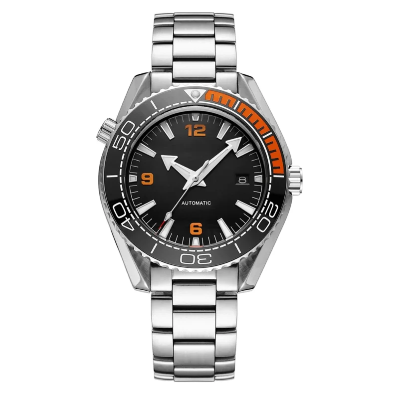 Professional Automatic Dive Watch with Black/Orange Dial and Ceramic Bezel 500M Water Resistant - Image 7