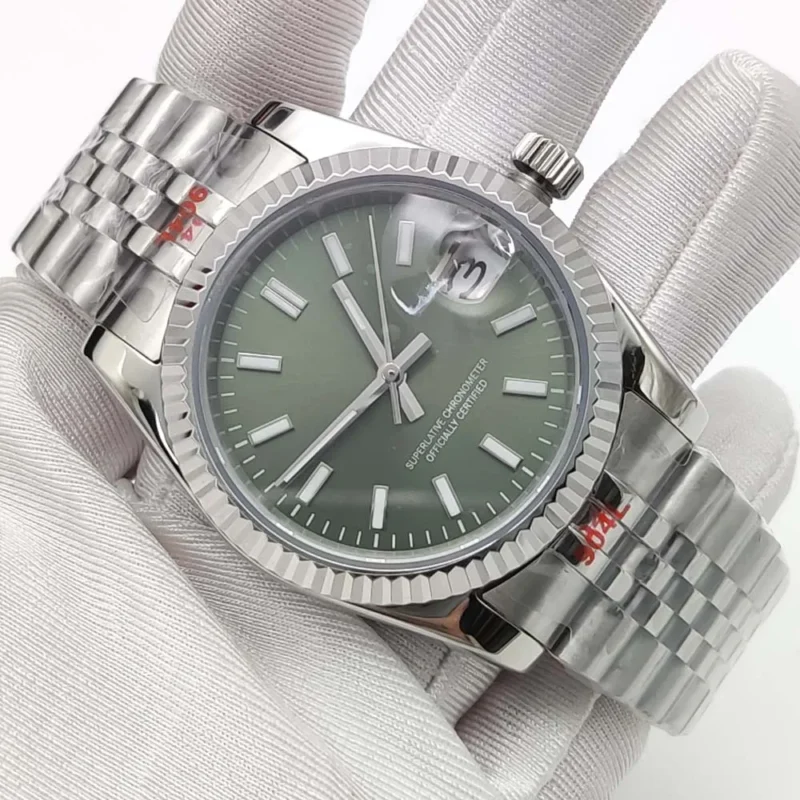 Classic Men's Automatic 36mm Watch with Luminous Dial and Stainless Steel Bracelet - Image 6
