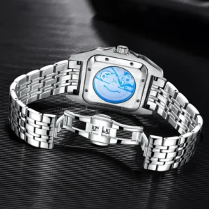Sophisticated Open Heart Automatic Business Watch with Stainless Steel Bracelet