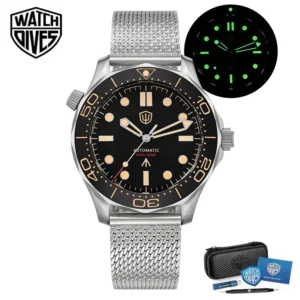 Professional Titanium Automatic Dive Watch with Sapphire Crystal and Mesh Bracelet
