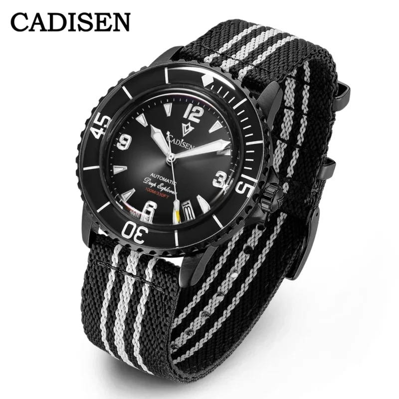 Professional Dive Automatic Watch with Luminous Dial and Canvas Strap - Image 6