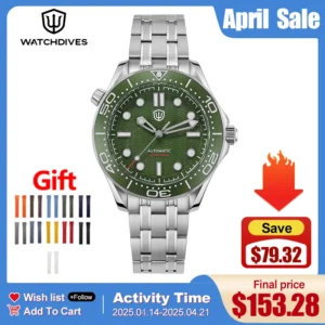Professional Automatic Dive Watch with NH35 Movement, Sapphire Crystal and Stainless Steel Bracelet