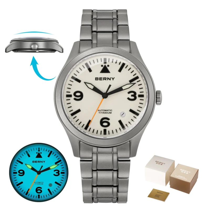 Professional Pilot Automatic Titanium Watch with Sapphire Crystal and Super Luminous Dial - Image 13