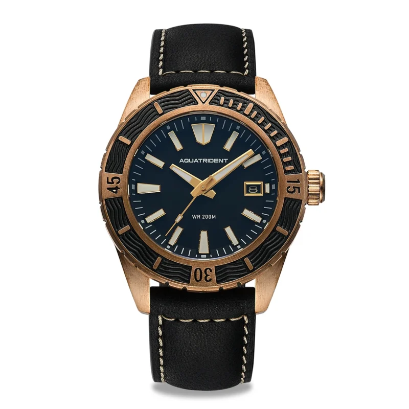 Professional Bronze Automatic Dive Watch with Sapphire Crystal and Leather Strap - Image 8
