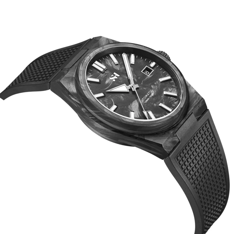 Carbon Fiber Automatic Dive Watch with Sapphire Crystal and Rubber Strap - Image 4