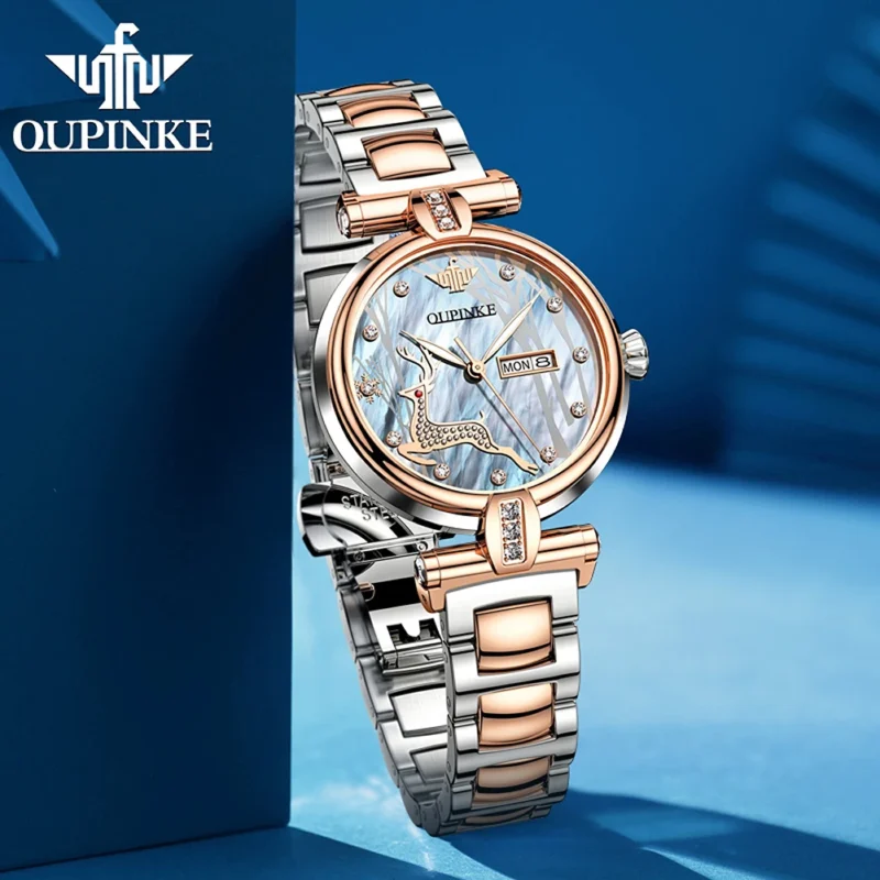 Luxury Women's Automatic Watch with Sapphire Crystal and Ceramic Bracelet - Image 3