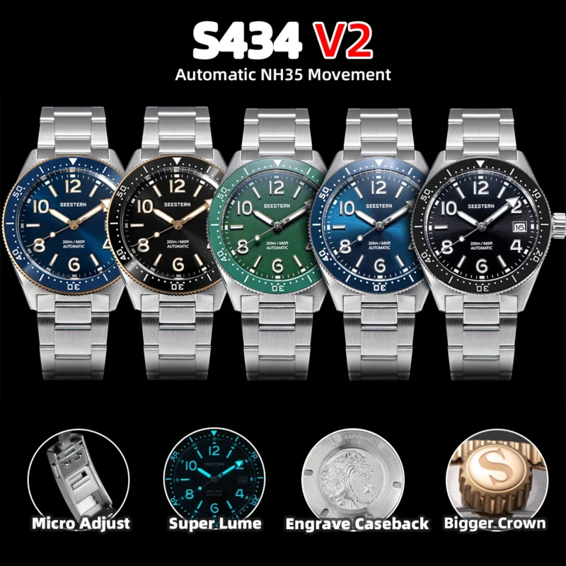 Professional Automatic Dive Watch with Skeleton Dial and Sapphire Crystal 200M Water Resistant NH35 Movement - Image 2