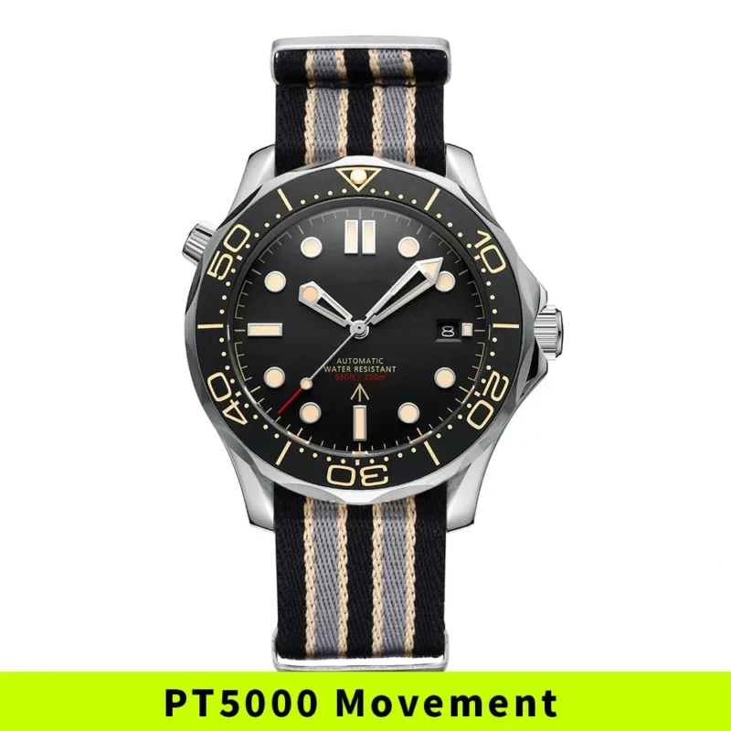 Professional Automatic Dive Watch with Sapphire Crystal and Mesh Bracelet 200M Water Resistant - Image 5