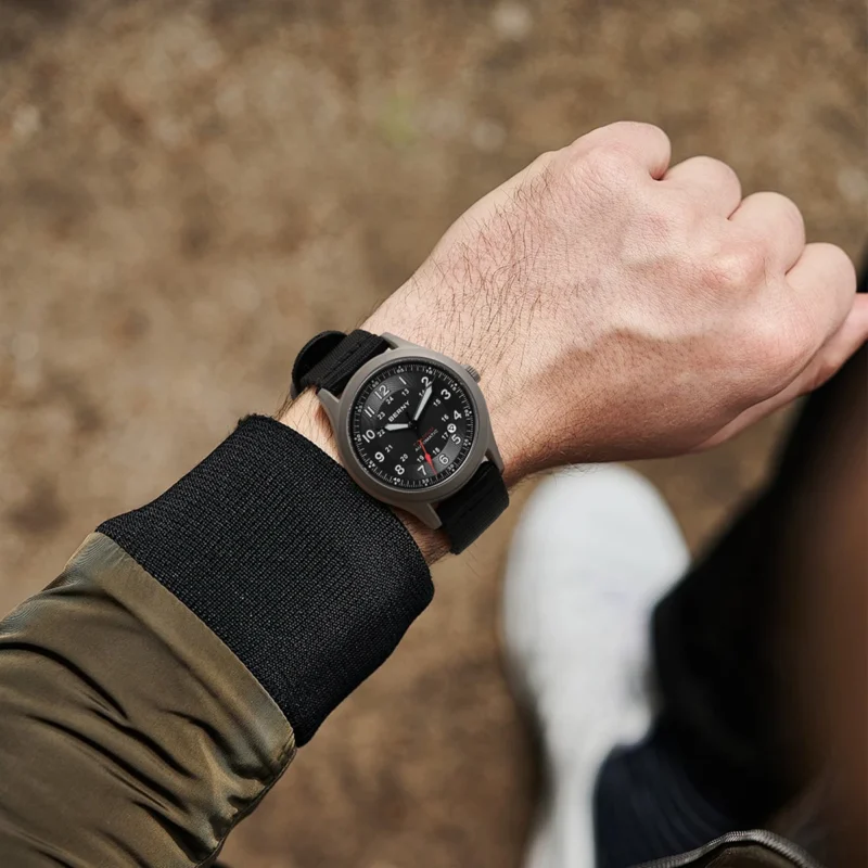 Titanium Field Automatic Watch with Sapphire Crystal and Canvas Strap - Image 6