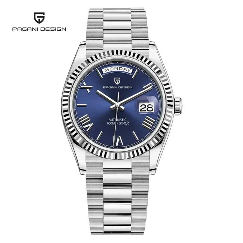 Luxury Automatic Rose Gold Watch with Sapphire Crystal and Complete Calendar Steel Bracelet - Image 13