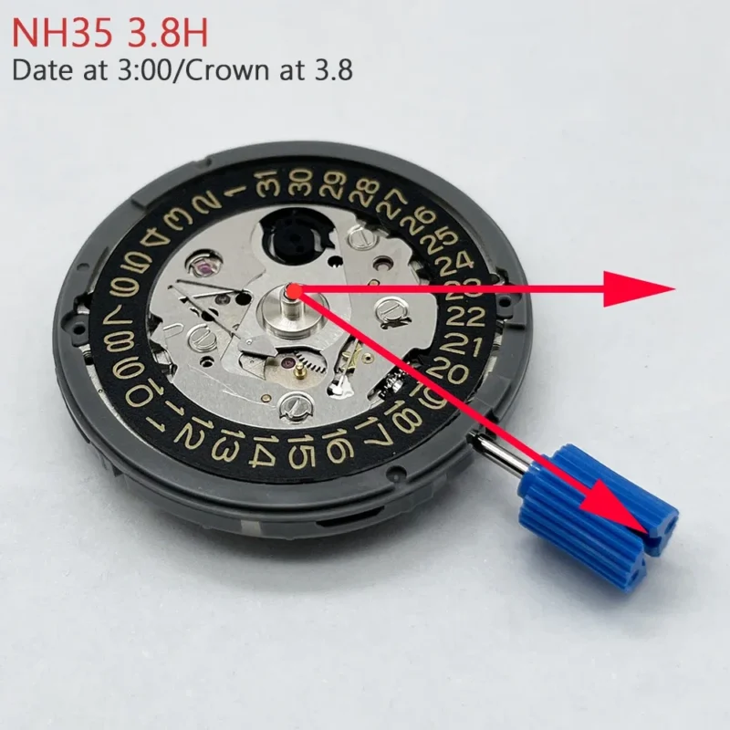 Premium NH35 Automatic Movement Watch Mechanism with Black-Gold Date Wheel for Custom Watch Builds - Image 6