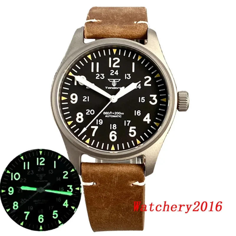 Professional Titanium Automatic Dive Watch with Sapphire Crystal and Leather Strap - Image 20