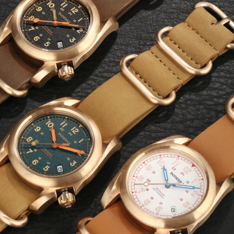 Voyager Bronze Field Automatic Watch with Sapphire Crystal and Leather Strap - Image 6