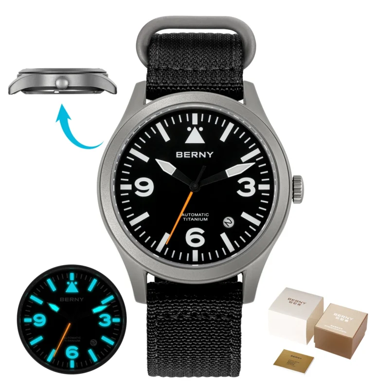 Professional Pilot Automatic Titanium Watch with Sapphire Crystal and Super Luminous Dial - Image 10