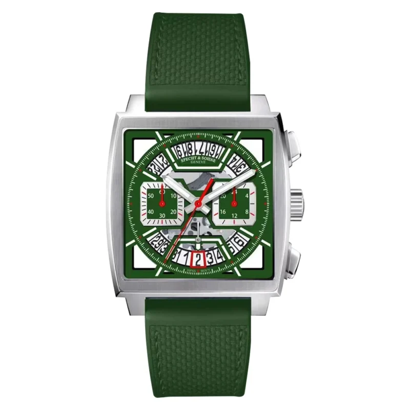 Luxury Rectangular Chronograph Quartz Watch with Stainless Steel Bracelet and Calendar Function - Image 15
