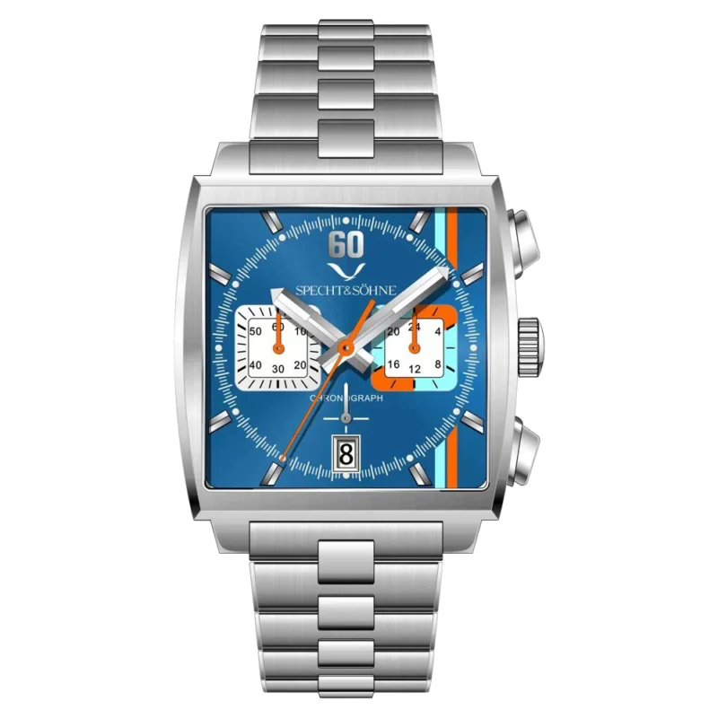 Luxury Rectangular Chronograph Quartz Watch with Stainless Steel Bracelet and Calendar Function - Image 13