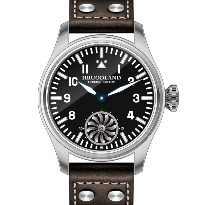 Vintage Pilot Manual Wind Watch with Sapphire Crystal and Leather Strap - Image 8