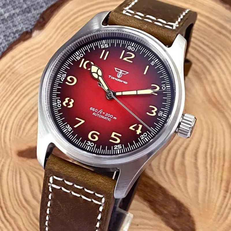 Bronze Dive Automatic Watch 39mm 200M Water Resistant Sapphire Crystal Leather Strap - Image 12