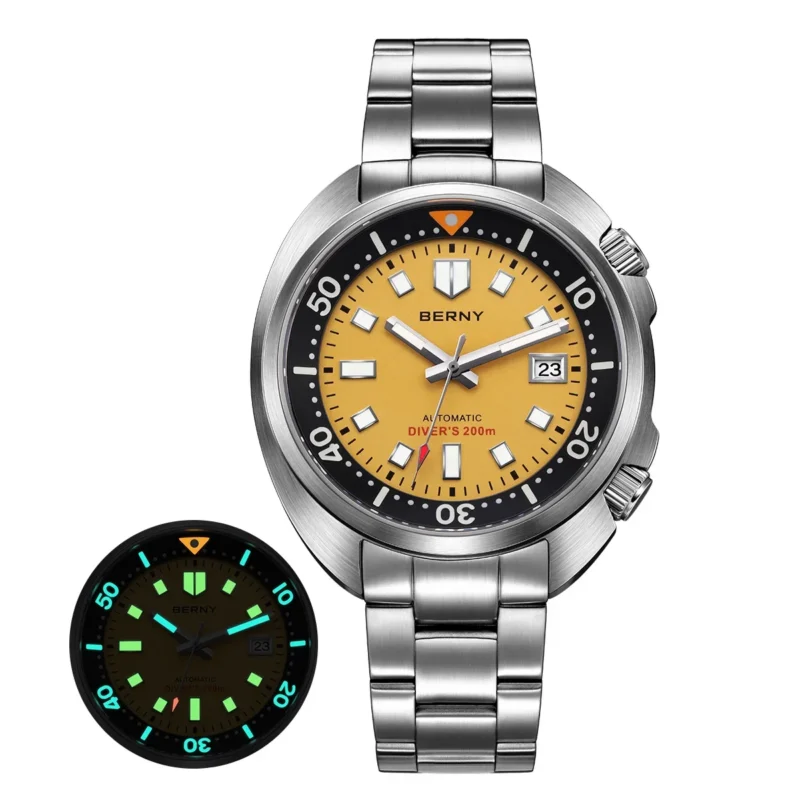 Professional Automatic Dive Watch with Sapphire Crystal and Stainless Steel Bracelet - Image 8