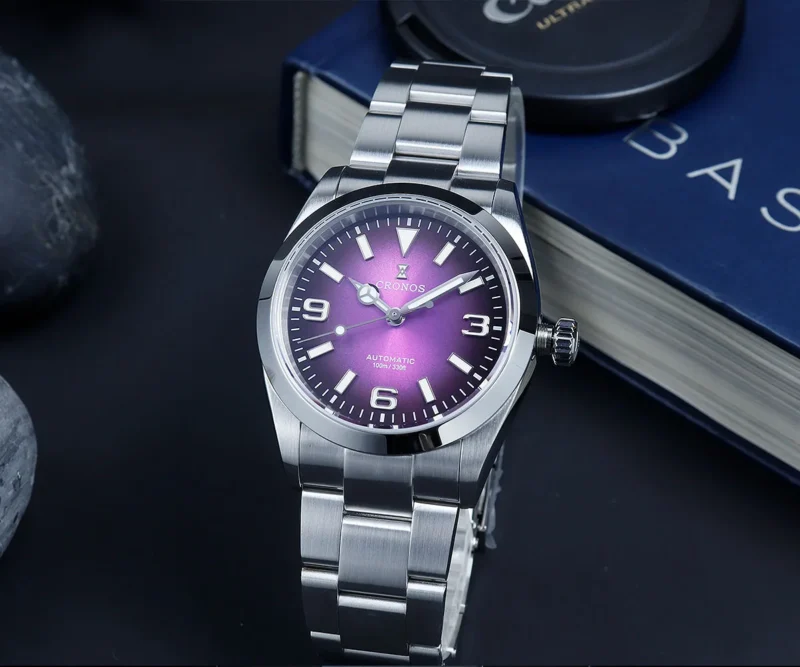 Classic Explorer Automatic Watch with Sapphire Crystal and Brushed Steel Bracelet - Image 2